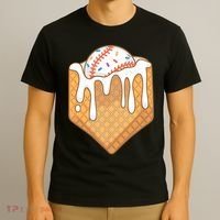 Baseball Home Plate Ice Cream Drip Fun Sports Lover T-Shirt thumb 3