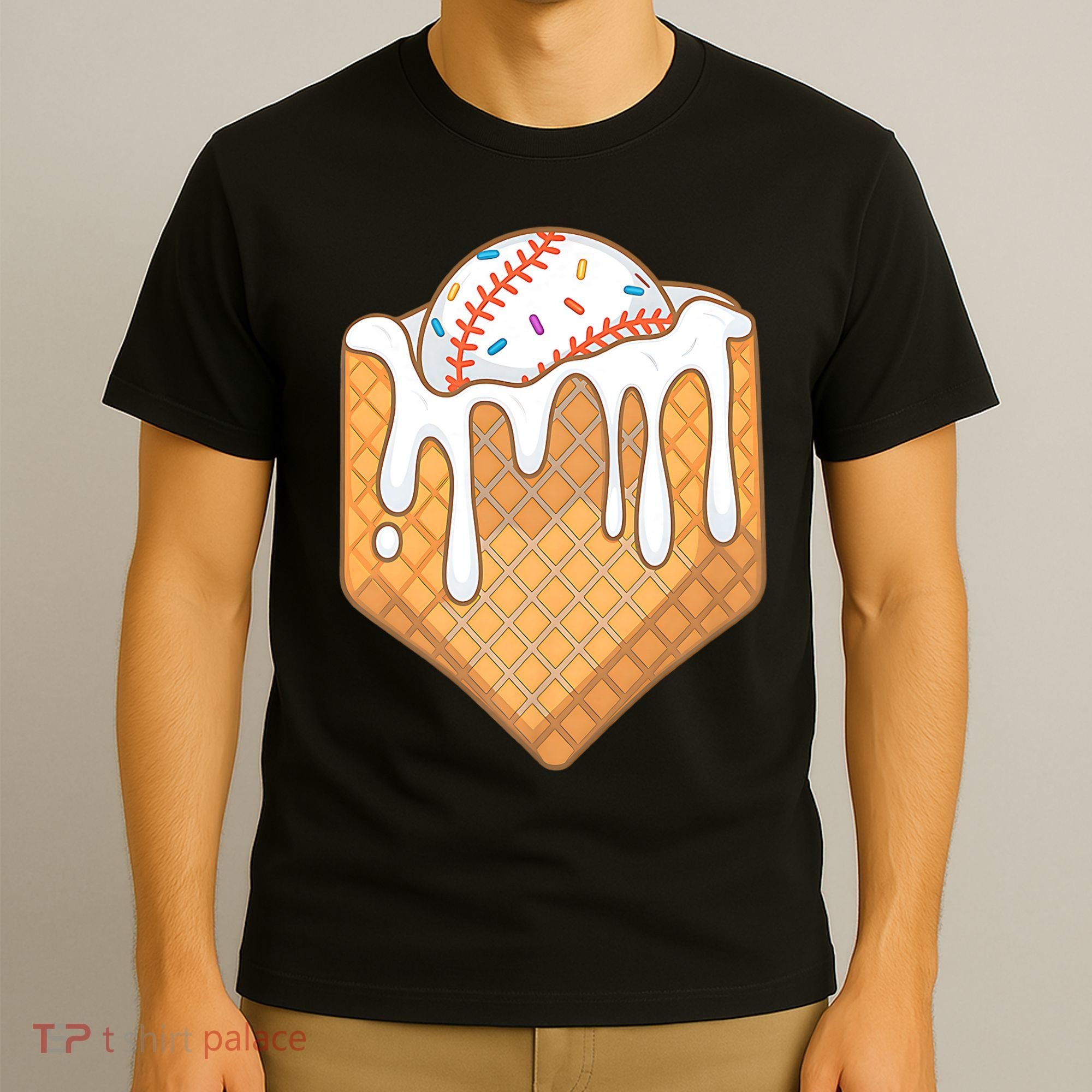 Baseball Home Plate Ice Cream Drip Fun Sports Lover T-Shirt