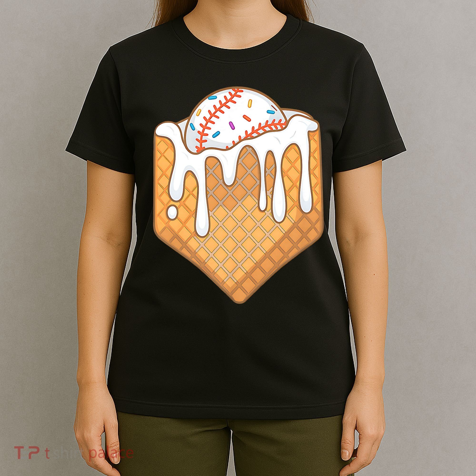 Baseball Home Plate Ice Cream Drip Fun Sports Lover T-Shirt