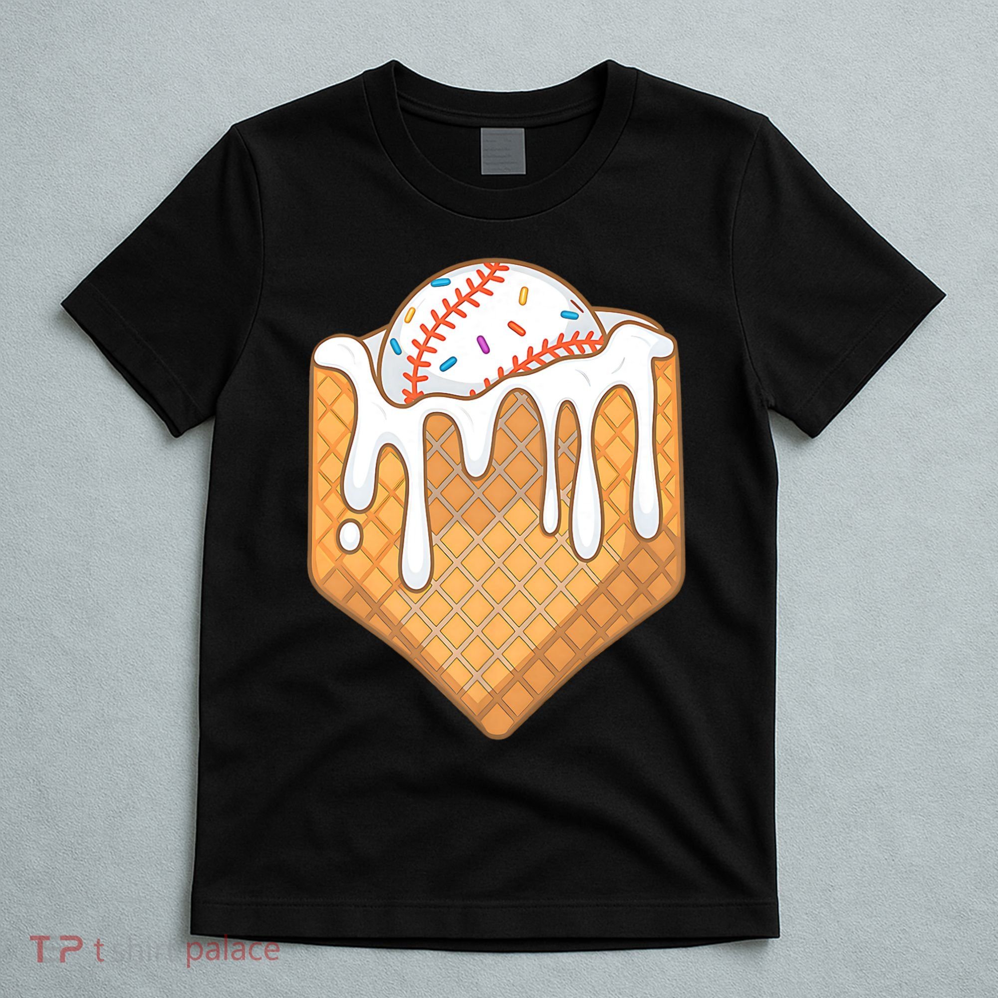 Baseball Home Plate Ice Cream Drip Fun Sports Lover T-Shirt