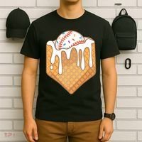 Baseball Home Plate Ice Cream Drip Fun Sports Lover T-Shirt thumb 6