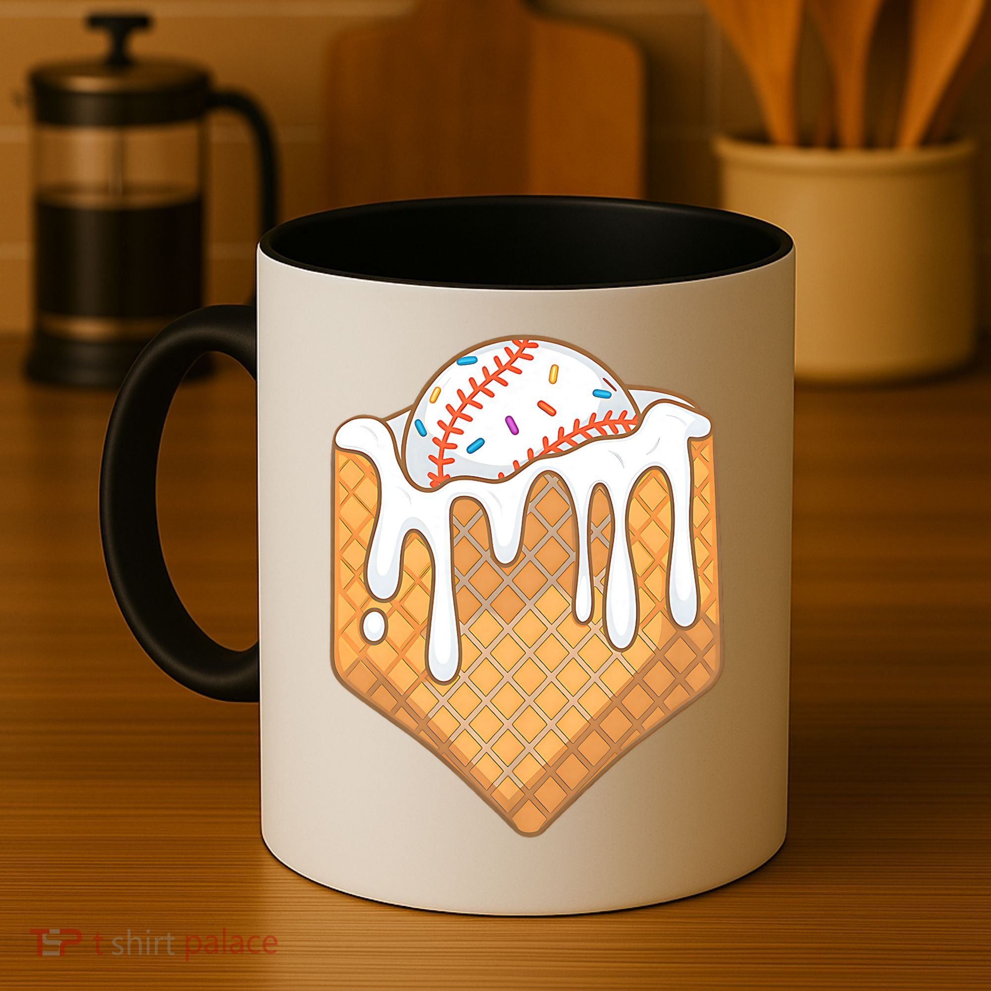 Baseball Home Plate Ice Cream Drip Fun Sports Lover Coffee Mug