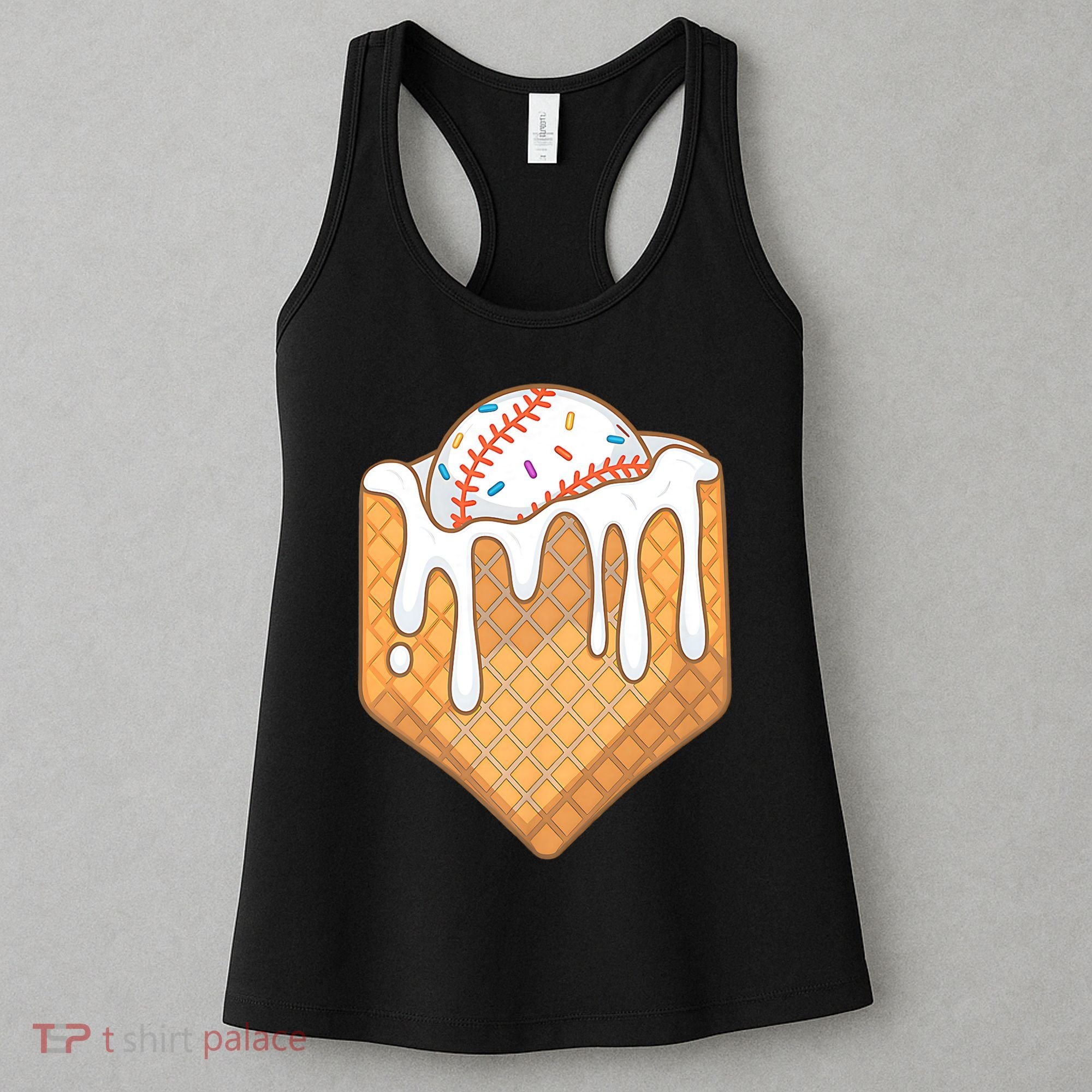 Baseball Home Plate Ice Cream Drip Fun Sports Lover Women's Tank Top