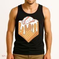 Baseball Home Plate Ice Cream Drip Fun Sports Lover Tank Top thumb 3