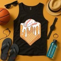 Baseball Home Plate Ice Cream Drip Fun Sports Lover Tank Top thumb 4