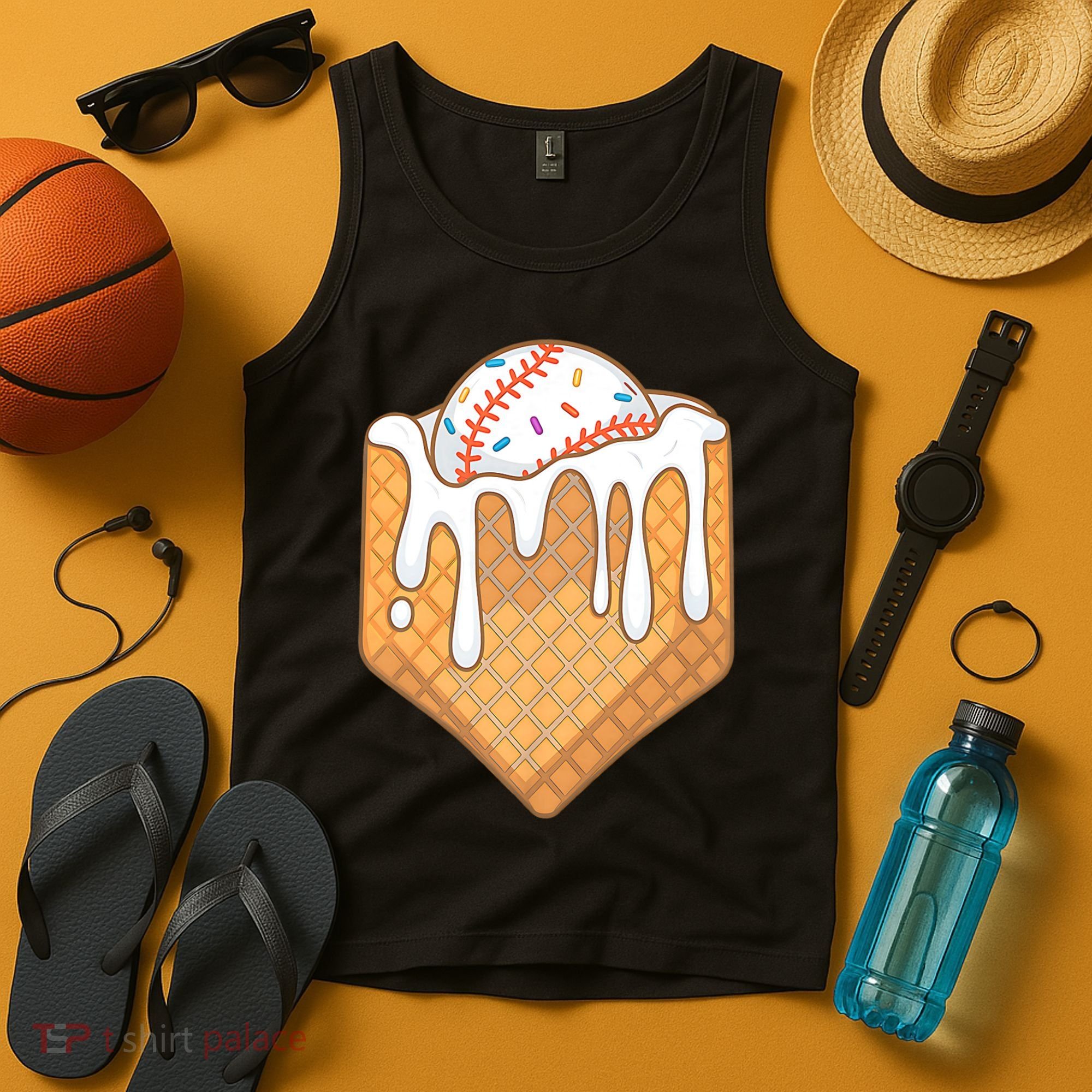 Baseball Home Plate Ice Cream Drip Fun Sports Lover Tank Top