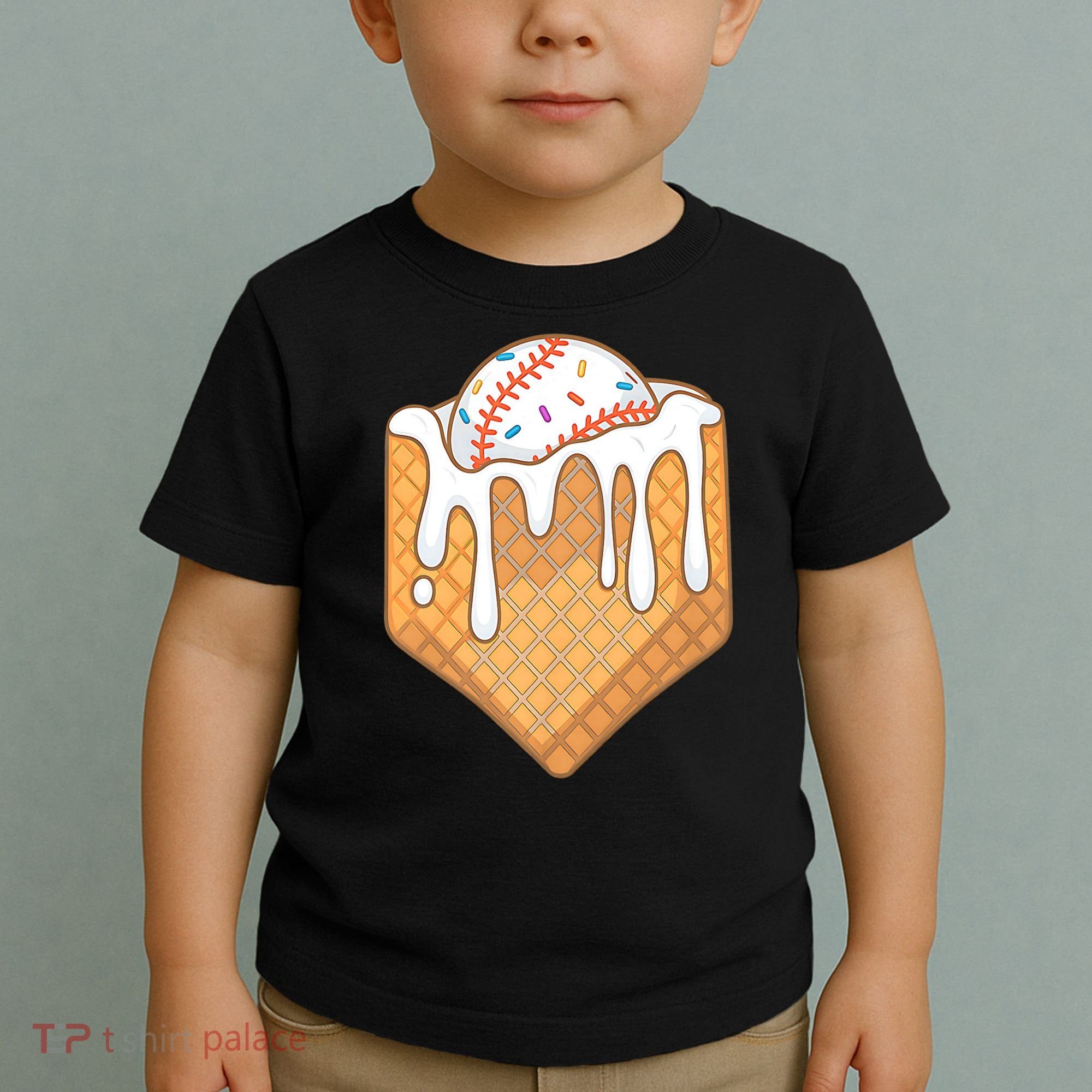 Baseball Home Plate Ice Cream Drip Fun Sports Lover Toddler T-Shirt