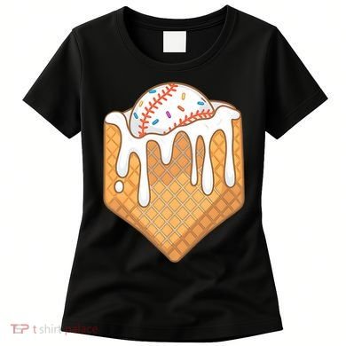 Baseball Home Plate Ice Cream Drip Fun Sports Lover Women's T-Shirt