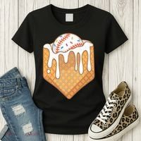 Baseball Home Plate Ice Cream Drip Fun Sports Lover Women's T-Shirt thumb 3