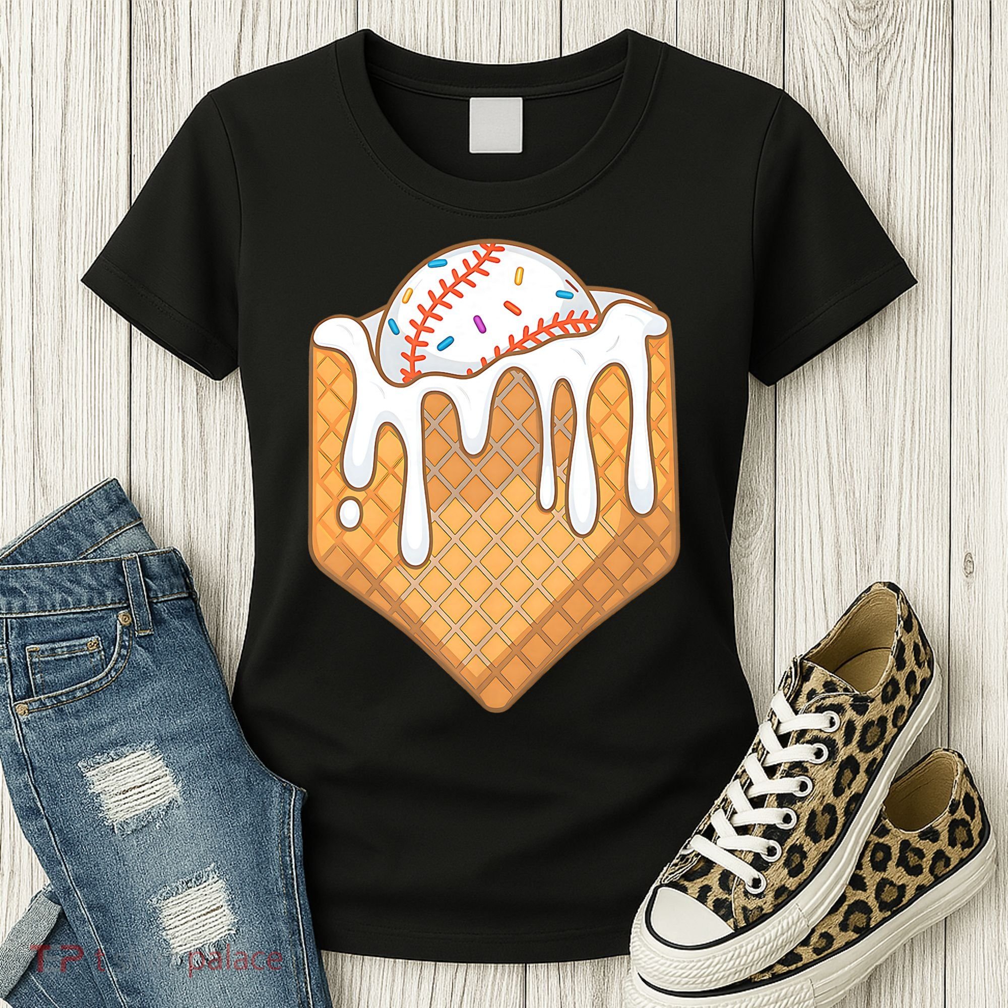 Baseball Home Plate Ice Cream Drip Fun Sports Lover Women's T-Shirt