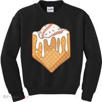 Baseball Home Plate Ice Cream Drip Fun Sports Lover Kids Sweatshirt thumb 0