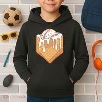 Baseball Home Plate Ice Cream Drip Fun Sports Lover Kids Hoodie thumb 2