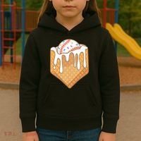 Baseball Home Plate Ice Cream Drip Fun Sports Lover Kids Hoodie thumb 3