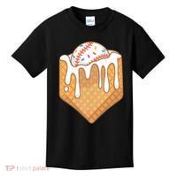 Baseball Home Plate Ice Cream Drip Fun Sports Lover Kids T-Shirt thumb 0