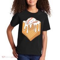 Baseball Home Plate Ice Cream Drip Fun Sports Lover Kids T-Shirt thumb 2