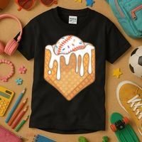 Baseball Home Plate Ice Cream Drip Fun Sports Lover Kids T-Shirt thumb 3
