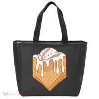 Baseball Home Plate Ice Cream Drip Fun Sports Lover Tote Bag thumb 0