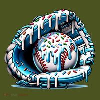 Baseball Home Plate Drip Boys Baseball Bat, Baseball Drip The Baniff Cuffed Pom Beanie thumb 2