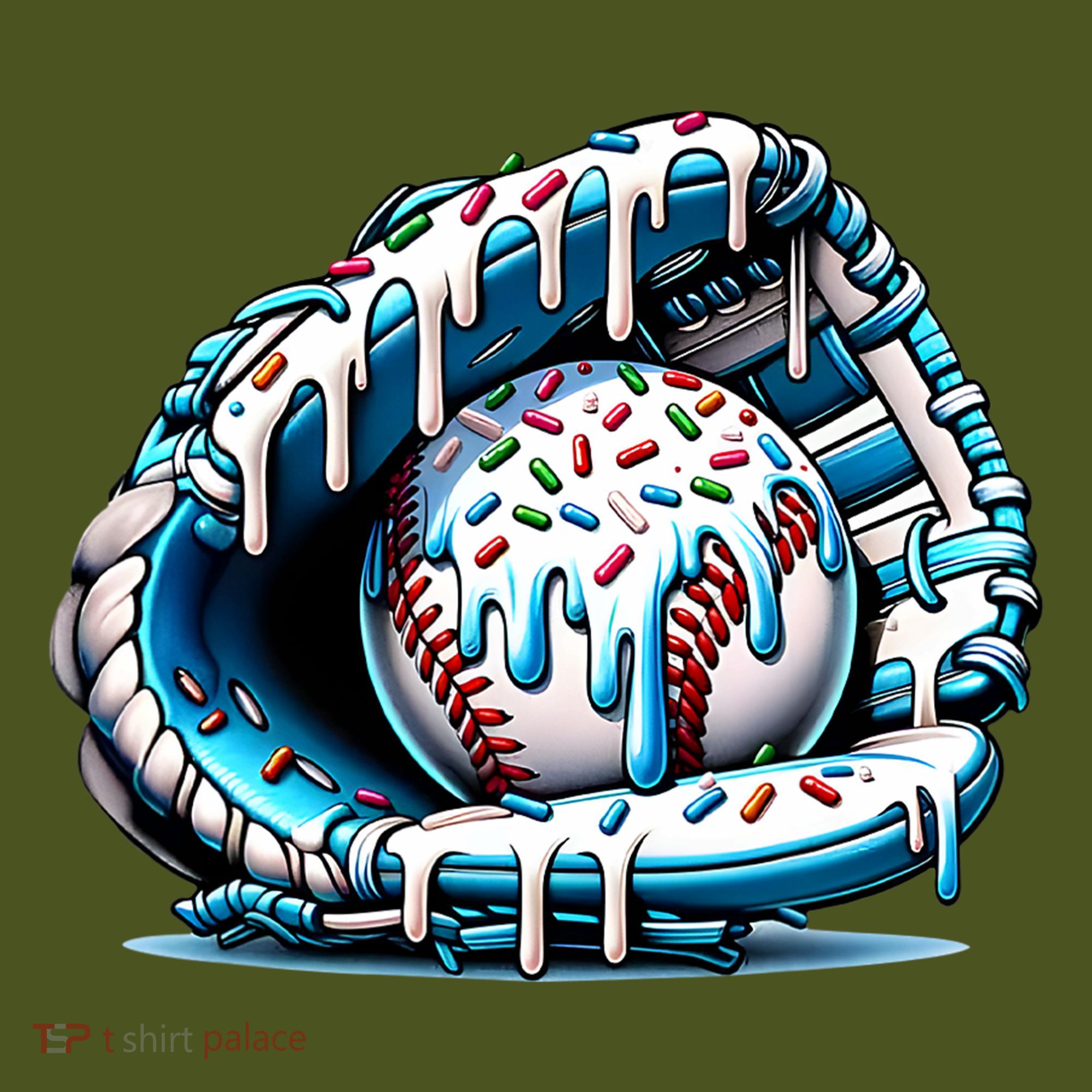 Baseball Home Plate Drip Boys Baseball Bat, Baseball Drip The Baniff Cuffed Pom Beanie