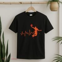 Basketball Heartbeat Retro T-Shirt thumb 2
