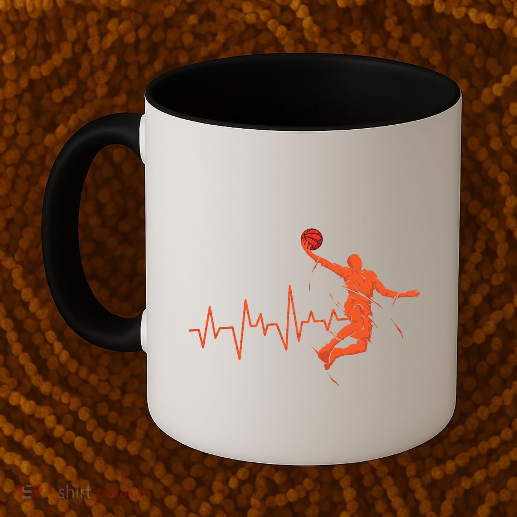 Basketball Heartbeat Retro Coffee Mug