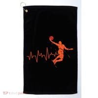 Basketball Heartbeat Retro Golf Towel thumb 0