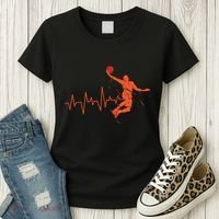 Basketball Heartbeat Retro Women's T-Shirt thumb 3