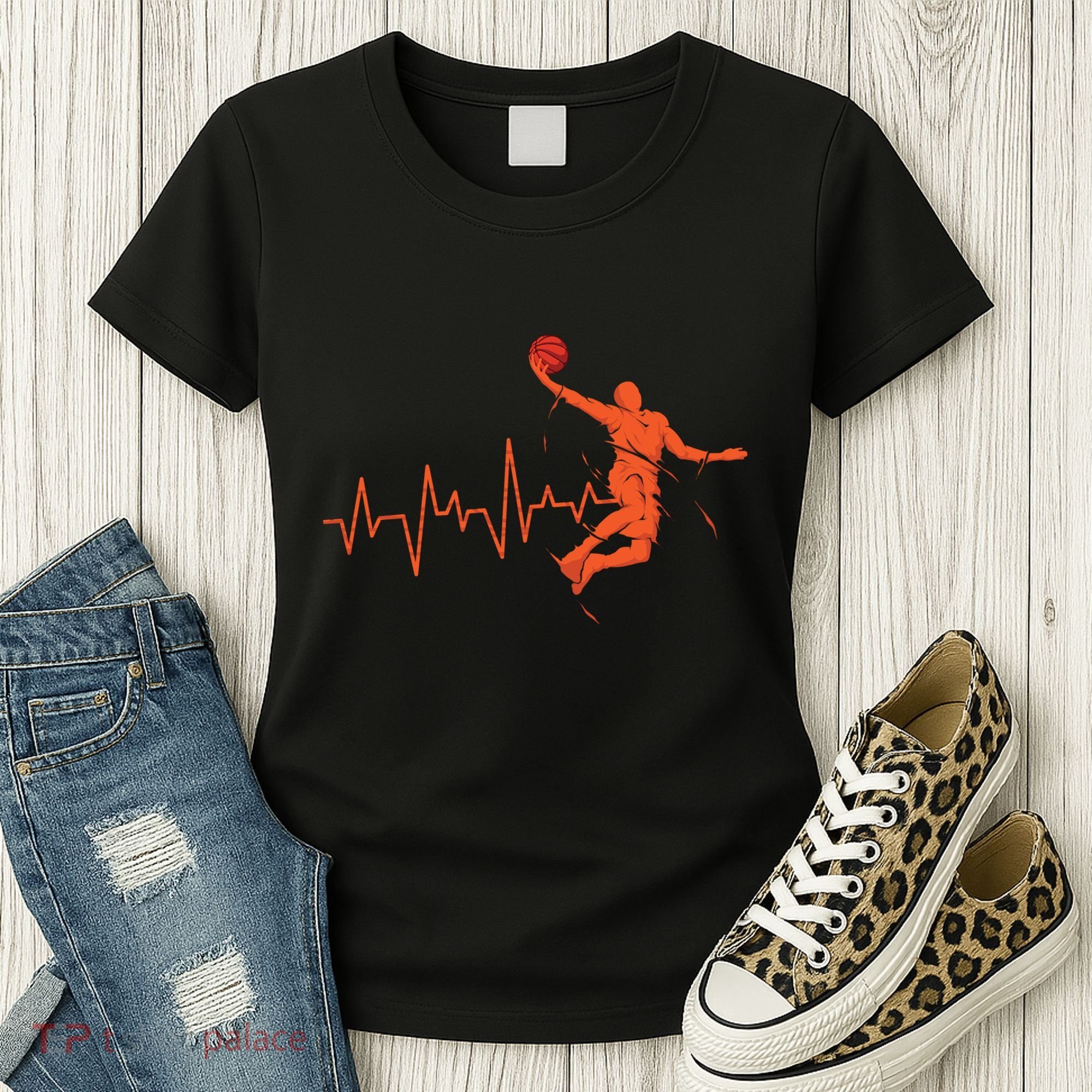 Basketball Heartbeat Retro Women's T-Shirt