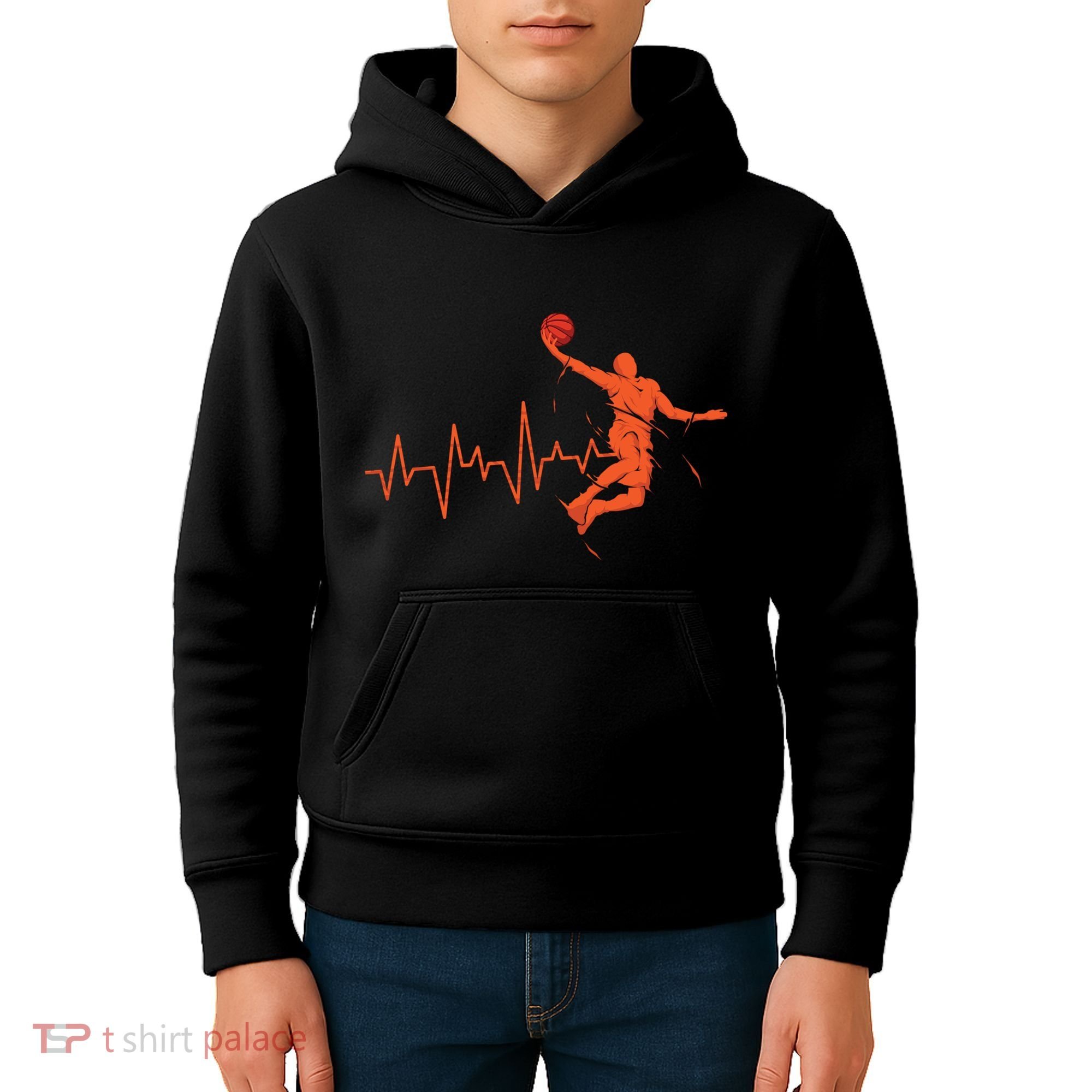 Basketball Heartbeat Retro Kids Hoodie