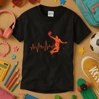 Basketball Heartbeat Retro Kids T-Shirt thumb 3