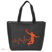 Basketball Heartbeat Retro Tote Bag thumb 0