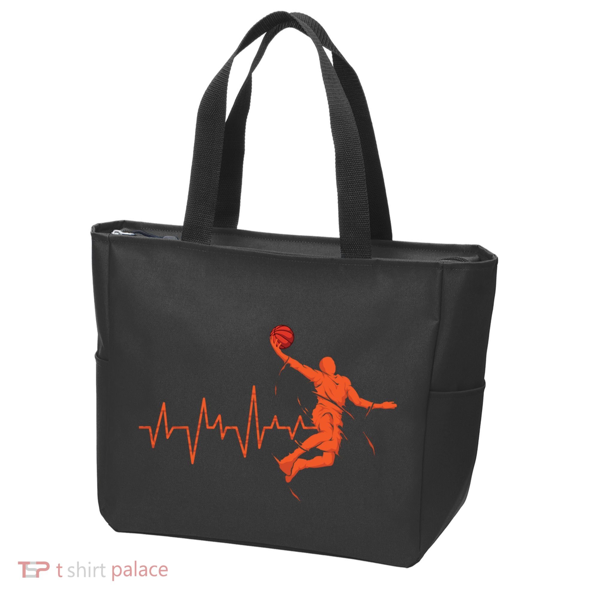 Basketball Heartbeat Retro Tote Bag