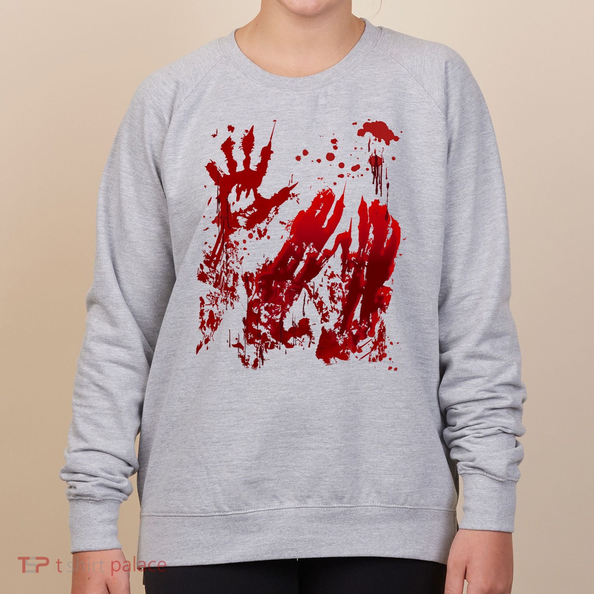 Bloody Handprint Red Hands Blood Splatter Zombie Outbreak Women's Sweatshirt