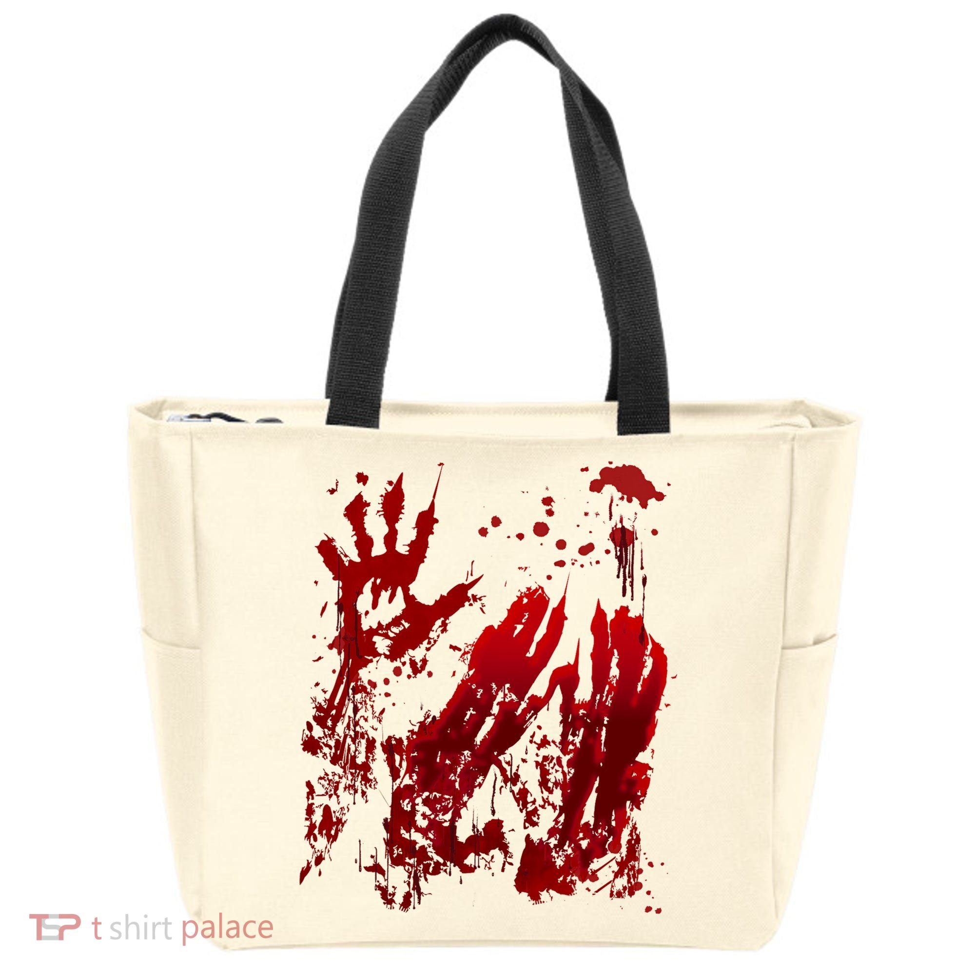 Bloody Handprint Red Hands Blood Splatter Zombie Outbreak Tote Bag