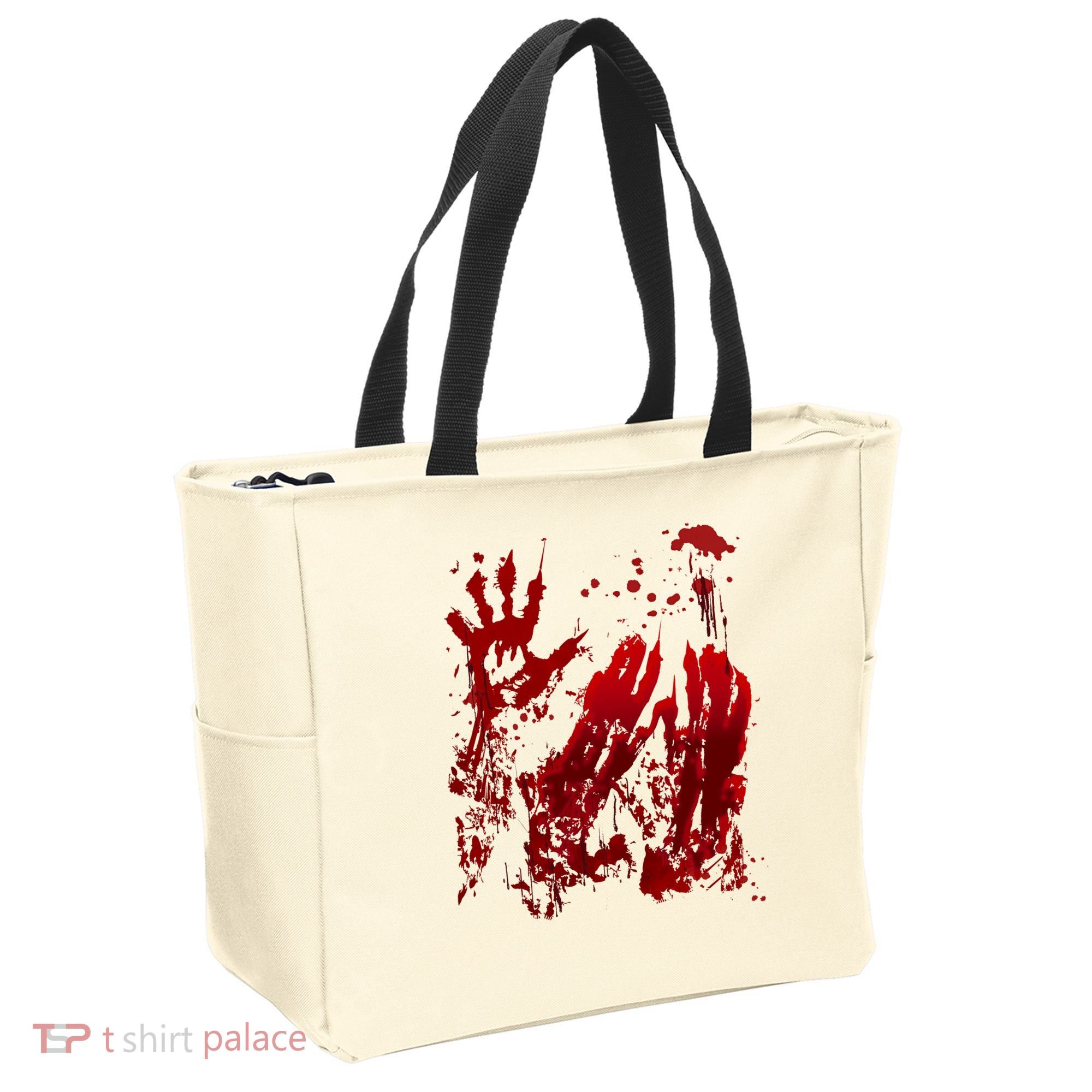 Bloody Handprint Red Hands Blood Splatter Zombie Outbreak Tote Bag