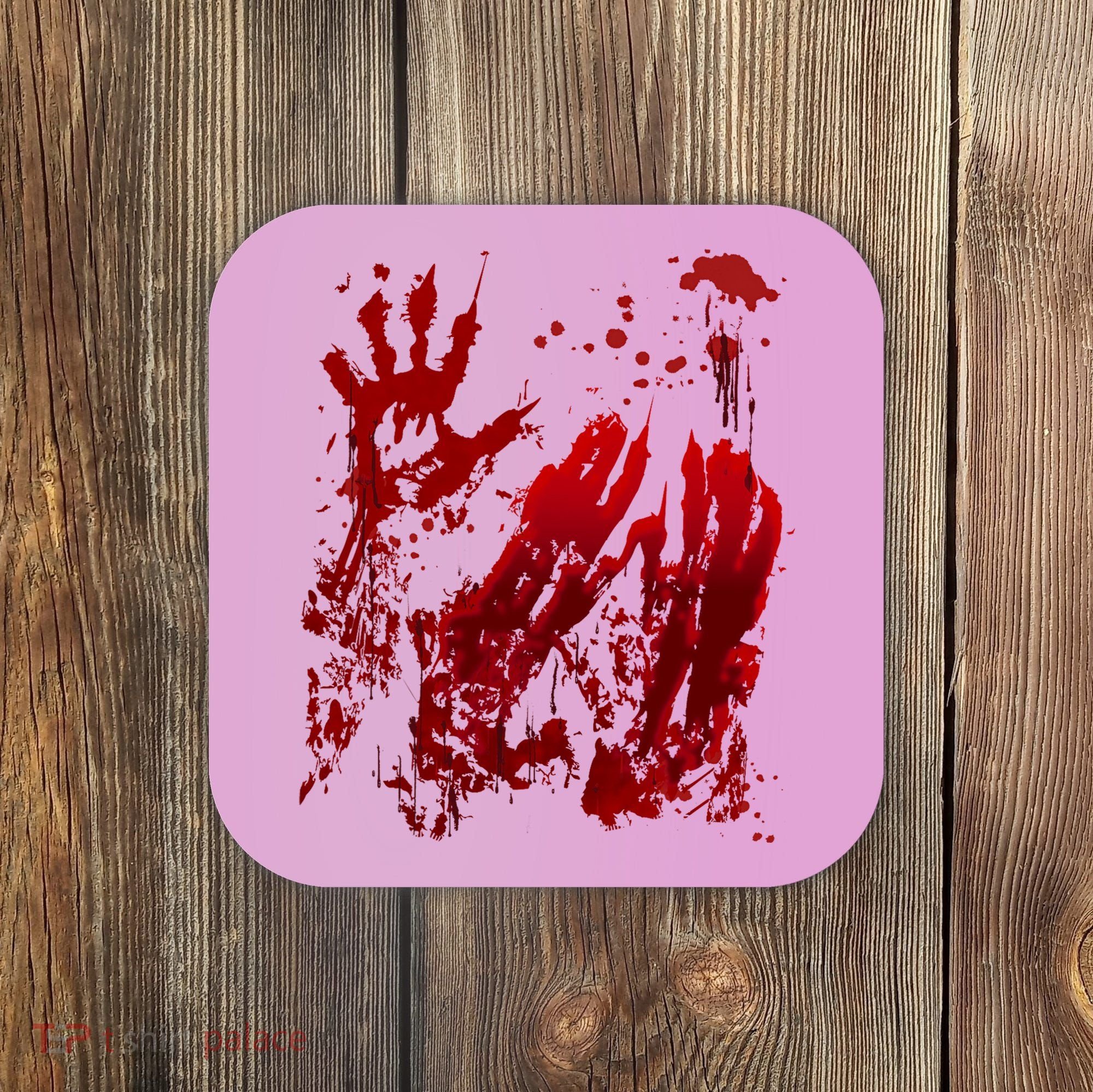Bloody Handprint Red Hands Blood Splatter Zombie Outbreak Coaster