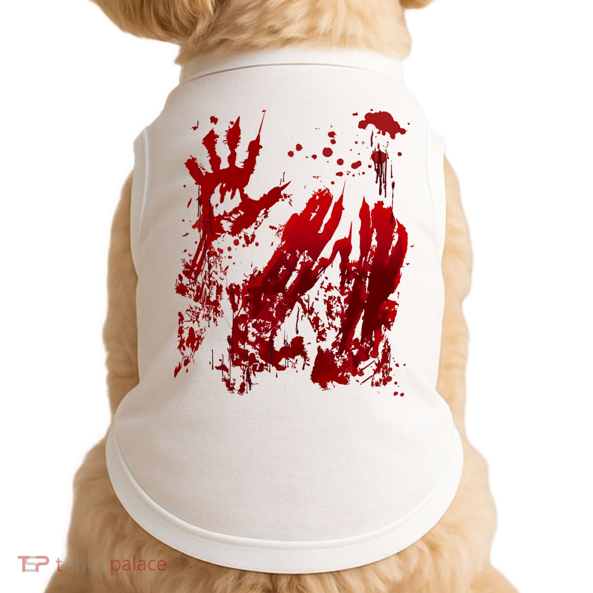 Bloody Handprint Red Hands Blood Splatter Zombie Outbreak Doggie Tank