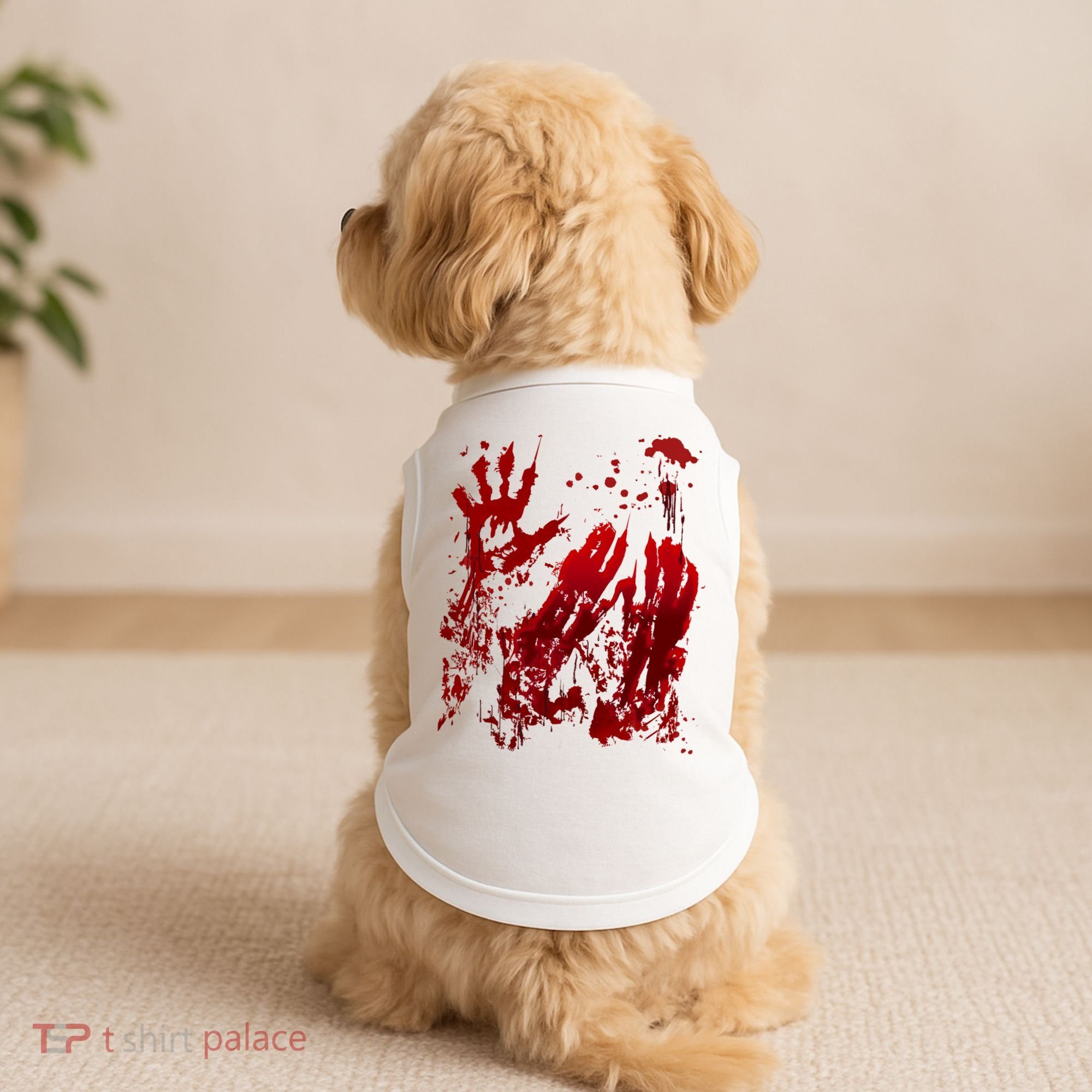 Bloody Handprint Red Hands Blood Splatter Zombie Outbreak Doggie Tank