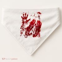 Bloody Handprint Red Hands Blood Splatter Zombie Outbreak USA-Made Doggie Bandana thumb 0