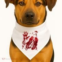 Bloody Handprint Red Hands Blood Splatter Zombie Outbreak USA-Made Doggie Bandana thumb 1