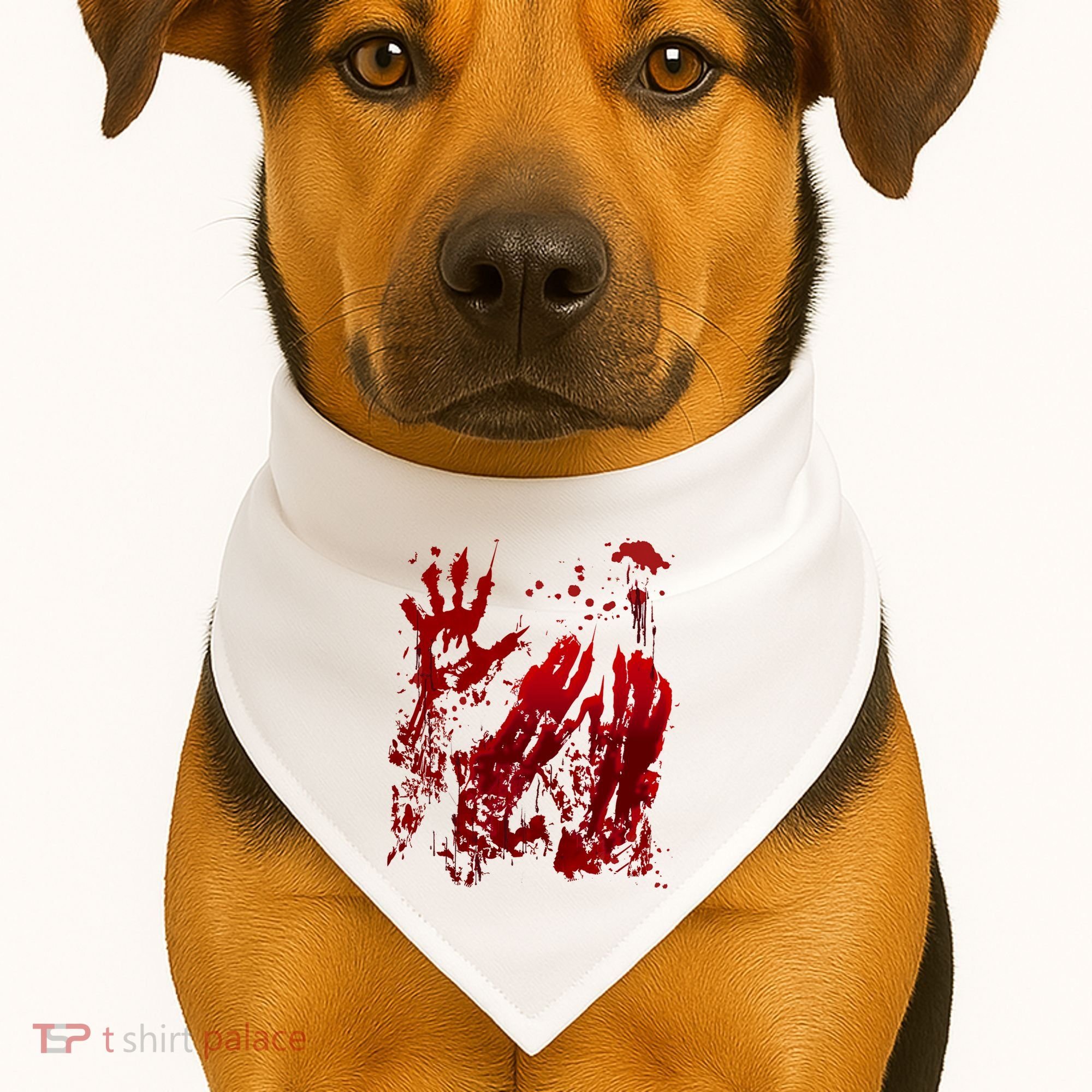 Bloody Handprint Red Hands Blood Splatter Zombie Outbreak USA-Made Doggie Bandana