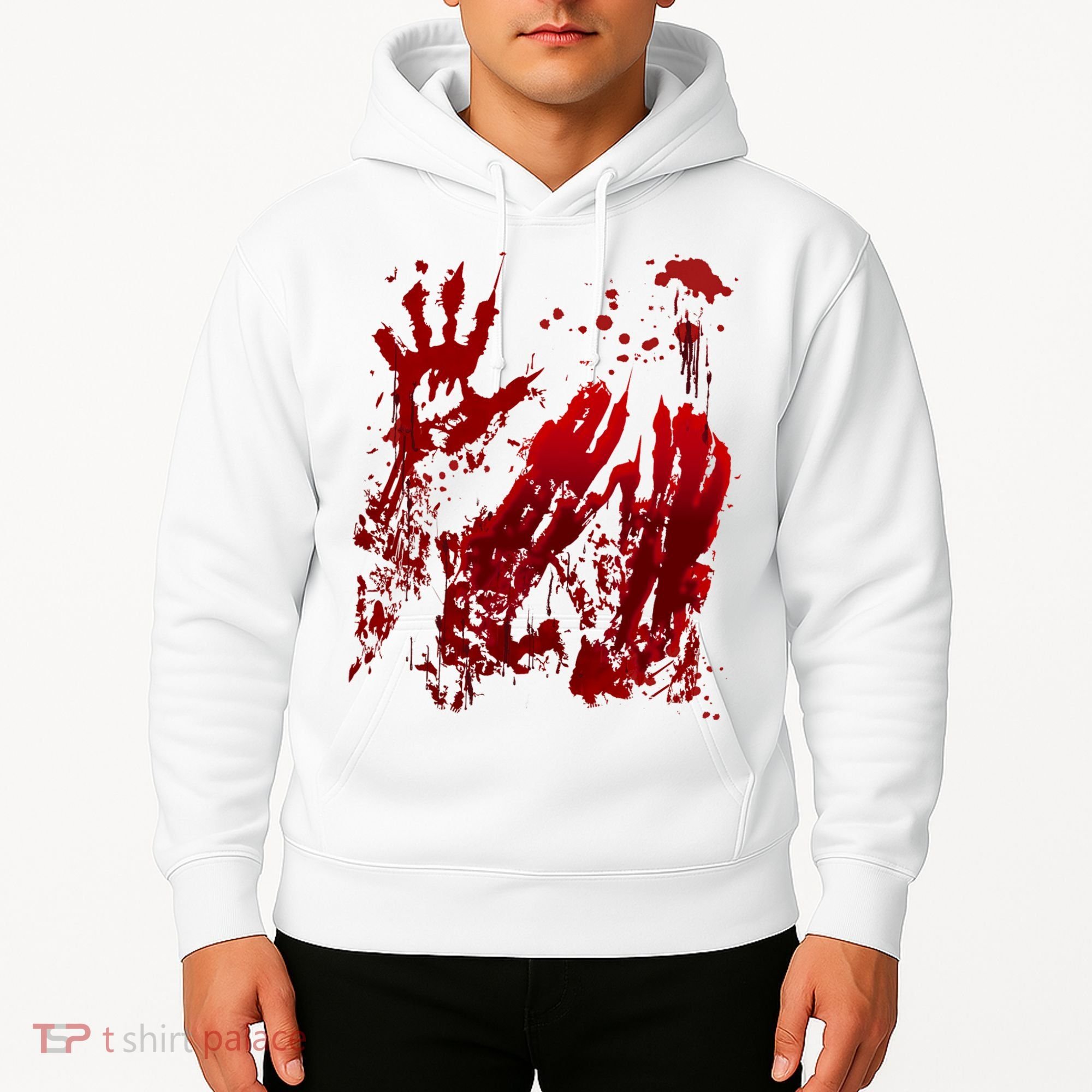 Bloody Handprint Red Hands Blood Splatter Zombie Outbreak Hoodie