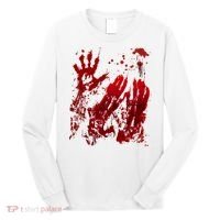 Bloody Handprint Red Hands Blood Splatter Zombie Outbreak Long Sleeve Shirt thumb 0