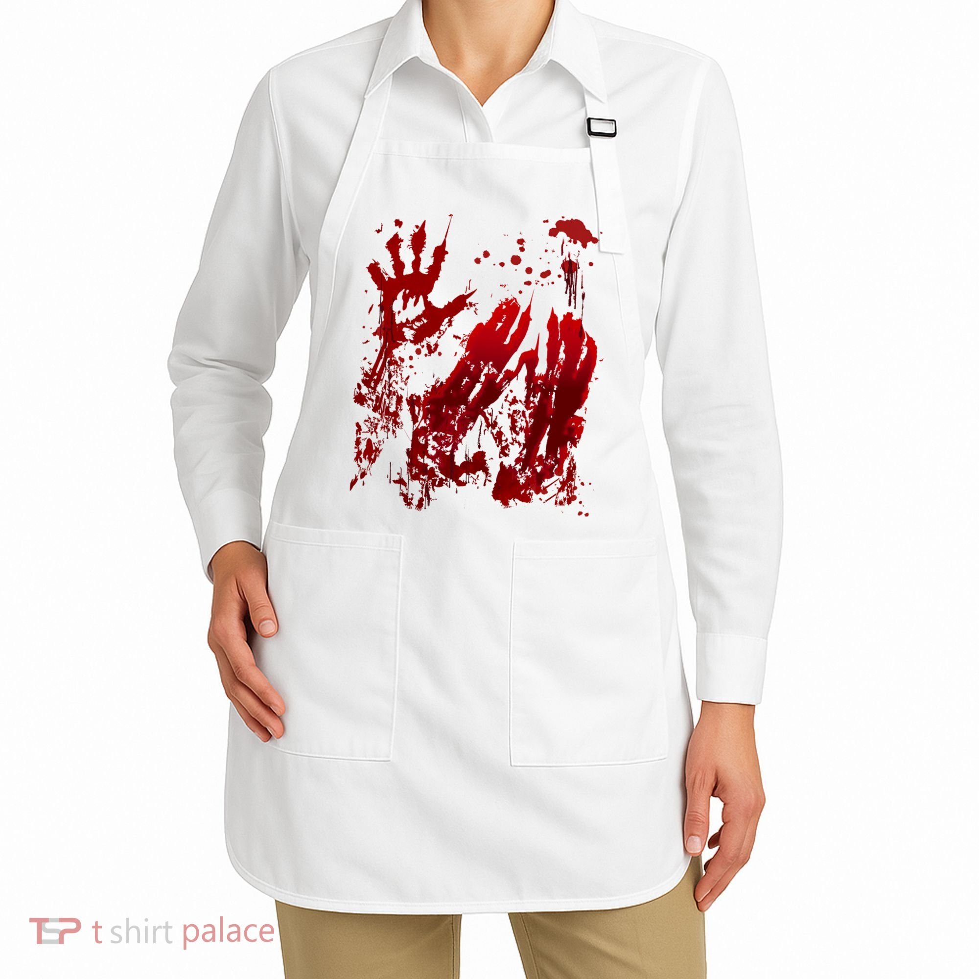 Bloody Handprint Red Hands Blood Splatter Zombie Outbreak Apron