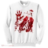 Bloody Handprint Red Hands Blood Splatter Zombie Outbreak Sweatshirt thumb 0