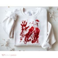 Bloody Handprint Red Hands Blood Splatter Zombie Outbreak Sweatshirt thumb 2