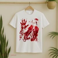 Bloody Handprint Red Hands Blood Splatter Zombie Outbreak T-Shirt thumb 2