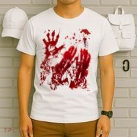 Bloody Handprint Red Hands Blood Splatter Zombie Outbreak T-Shirt thumb 6
