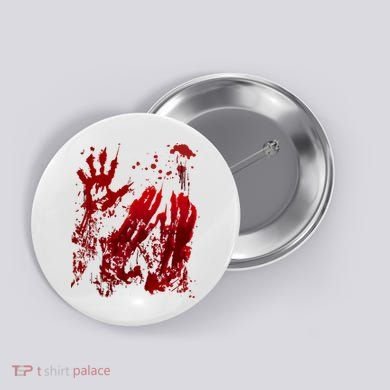 Bloody Handprint Red Hands Blood Splatter Zombie Outbreak Button