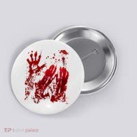 Bloody Handprint Red Hands Blood Splatter Zombie Outbreak Button thumb 0